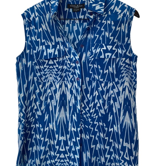 Marciano Sleeveless Silky Chevron Pattern Blouse - Size S - Picture 3 of 7